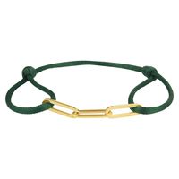 Armband Drie Ovale schakels satijn-zilver donkergroen-goudkleurig 13-26 cm