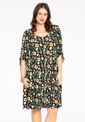 Yoek Jurk met volants FRUITY | Zwart | Maat 54/56