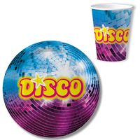 Disco feest wegwerpbordjes en bekertjes - 10x - D23 cm - jaren 80/disco themafeest