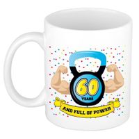 Verjaardag cadeau mok 60 jaar - blauw - spieren - 300 ml - keramiek