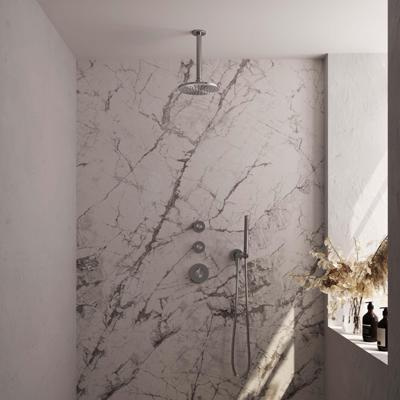 Brauer Brushed Carving Regendoucheset inbouw - hoofddouche 20cm - plafondarm 20cm - 3 carving knoppen - handdouche staaf 1 stand - PVD - geborsteld RVS 5-NG-101