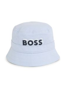 BOSS Kidswear bob en coton à logo imprimé - Bleu