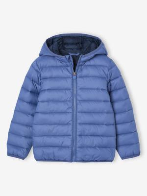Lichte donsjas met capuchon jongen jeansblauw