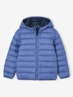 Lichte donsjas met capuchon jongen jeansblauw