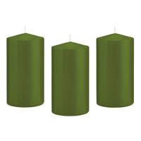 8x Kaarsen olijfgroen 8 x 15 cm 69 branduren sfeerkaarsen - Stompkaarsen - thumbnail