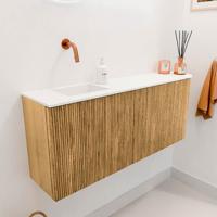 Toiletmeubel Mondiaz Joya | 101.6 cm | Meubelkleur Oak | Faye wastafel Talc Links | Zonder kraangat(en)