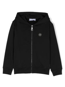 Philipp Plein Junior hoodie zippé à patch logo - Noir