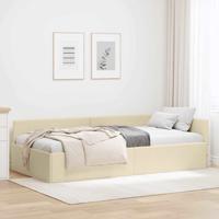 Hoekbedframe Crme 90 x 200 cm Stof en Gemproviseerd hout