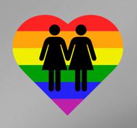 Muursticker Regenbooghart Lesbisch Stel