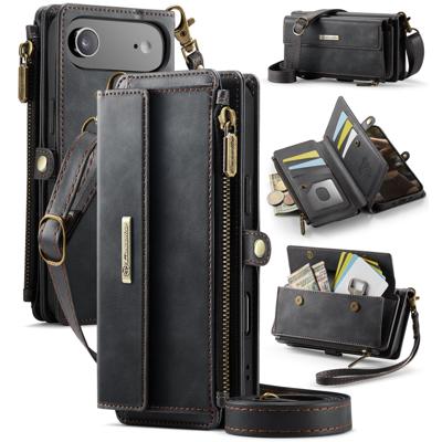 Caseme iPhone 17 Air hoesje - portemonnee tasje - Zwart