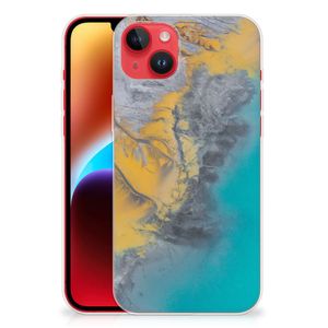 iPhone 14 Plus TPU Siliconen Hoesje Marble Blue Gold