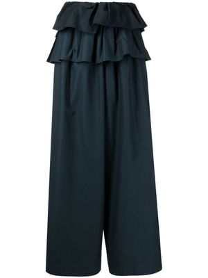 Goen.J pantalon ample volanté à design superposé - Bleu