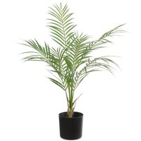 Groene areca palm/goudpalm Dypsis Lutescens kunstplant in zwarte kunststof pot 60 cm - Kunstplanten - thumbnail