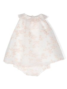 La Stupenderia robe en tulle à fleurs brodées - Blanc