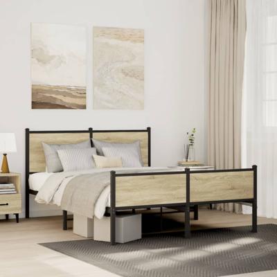 Bedframe zonder matras metaal sonoma eikenkleurig 140x190 cm