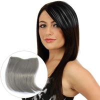 Kleur verloop onzichtbare naadloze haarverlenging pruik stuk recht haar stuk kleur pony haar stuk (lichtgrijs)