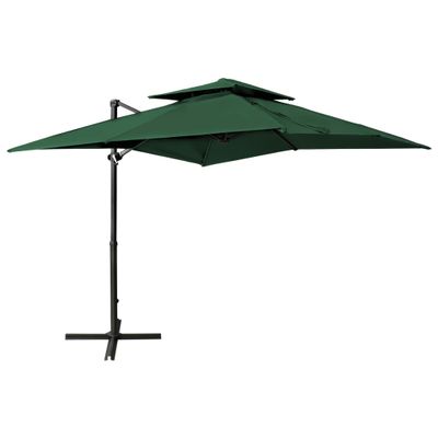 vidaXL Zweefparasol met dubbel dak 250x250 cm groen vidaXL Zweefparasol met dubbel dak 250x250 cm groen