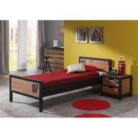 Leen Bakker - Vipack Bed Alex (incl. Nachtkastje) - Bruin/zwart - Grenenhout - Bruin#Zwart