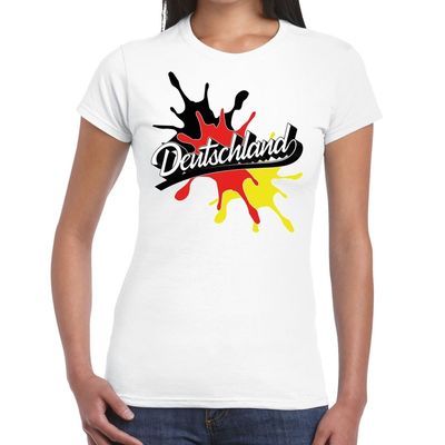 Deutschland/Duitsland t-shirt spetter wit voor dames Deutschland/Duitsland t-shirt spetter wit voor dames