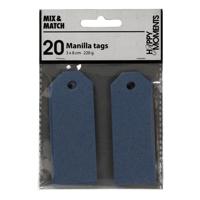 Creativ Company Manilla-labels, afm 3x8 cm, 220 gr, blauw, 20 stuk/ 1 doos