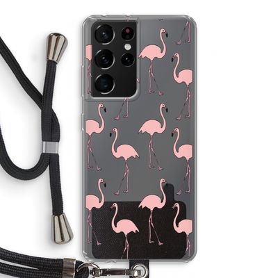 Anything Flamingoes: Samsung Galaxy S21 Ultra Transparant Hoesje met koord
