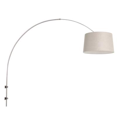 Steinhauer Wand booglampSparkled RVS met taupe kap - 8199ST