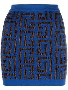 Balmain minijupe à motif monogrammé - Bleu