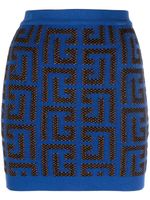 Balmain minijupe à motif monogrammé - Bleu - thumbnail