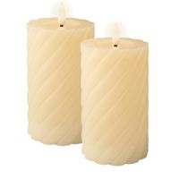 Luxe LED kaarsen/stompkaarsen - 2x - creme wit - D7,5 x H15 cm - timer