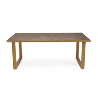 Stalux Eettafel Joop - goud / lederlook bruin