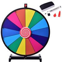 Tafelblad Draaiend Prijswiel Bewerkbaar Kleurenprijswiel van Fortuin Regenboog Prijswiel met Stevige Metalen Voet 60CM