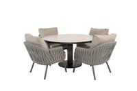 Cannes low diningset met Sarah low dining tafel terre keramiek rond dia. 130 cm Taste - Taste