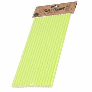 64x Papieren rietjes lime groen 24 cm - Drinkrietjes