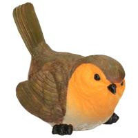 Beeldje roodborstje vogel - type 1 - van 11 cm - voor binnen en buiten