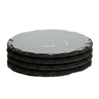 Onderzetters voor glazen - 12x stuks - rond - Leisteen - 10 x 0.8 cm