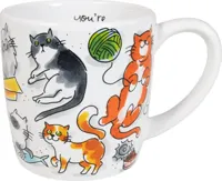 Blond Amsterdam cappuccino beker aardewerk cat love 10x10.5cm multi