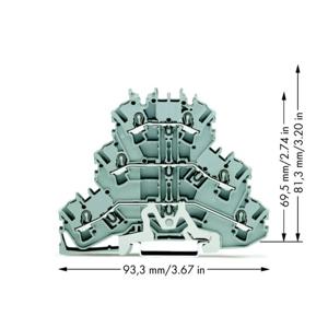 WAGO 2002-3228 Screeningklem 3-etages 5.20 mm Spanveer Toewijzing: L, L Grijs 50 stuk(s)