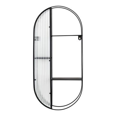 Evelyn - Newcastle Shelf - Staal/glas - zwart - 32x11x68 cm