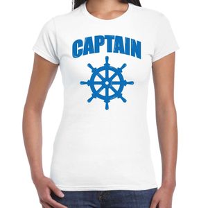 Captain / kapitein met roer/stuur verkleed t-shirt wit voor dames