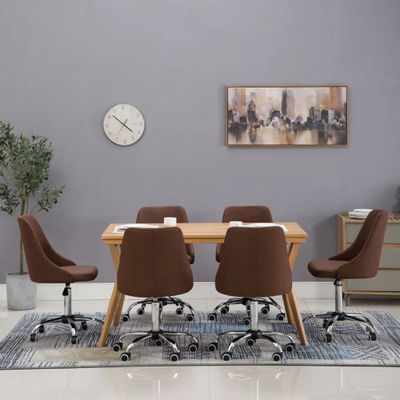 vidaXL Eetkamerstoelen 6 st stof bruin vidaXL Eetkamerstoelen 6 st stof bruin