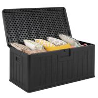 378 L Tuinbox met Afsluitbaar Deksel Waterdichte Kussensbox Opbergbox Zwart 378 L Tuinbox met Afsluitbaar Deksel Waterdichte Kussensbox Opbergbox Zwart