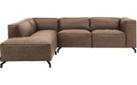 Goossens Bank Calvin bruin, micro leer, 2,5-zits, modern design met ligelement links