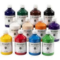 Creativ Company Acryl verf, semi-glanzend, standaardkleuren, 12x500 ml/ 1 doos