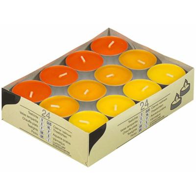 Theelichten/Waxinelichtjes - in 3 kleuren - geel/oranje - inhoud: 48 stuks