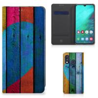 Samsung Galaxy A40 Book | Wallet Case | Wood Heart - Cadeau voor je Vriend