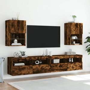 Tv-meubels met LED-verlichting 2 st 40,5x30x60 cm gerookt eiken
