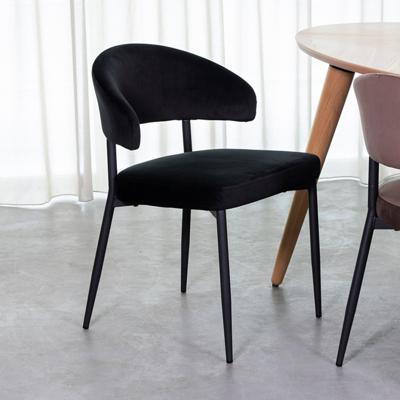 LABEL51 Eetkamerstoel Bliss - Zwart - Fluweel - Black Frame