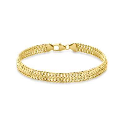 14K Geelgouden Armband - 7mm Dubbele Gourmette Schakel, 18cm Lengte
