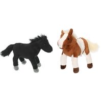 Set van 2x stuks pluche dieren paarden knuffels 25 cm - thumbnail