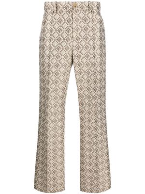 Marine Serre pantalon Moon Diamant à coupe droite - Tons neutres